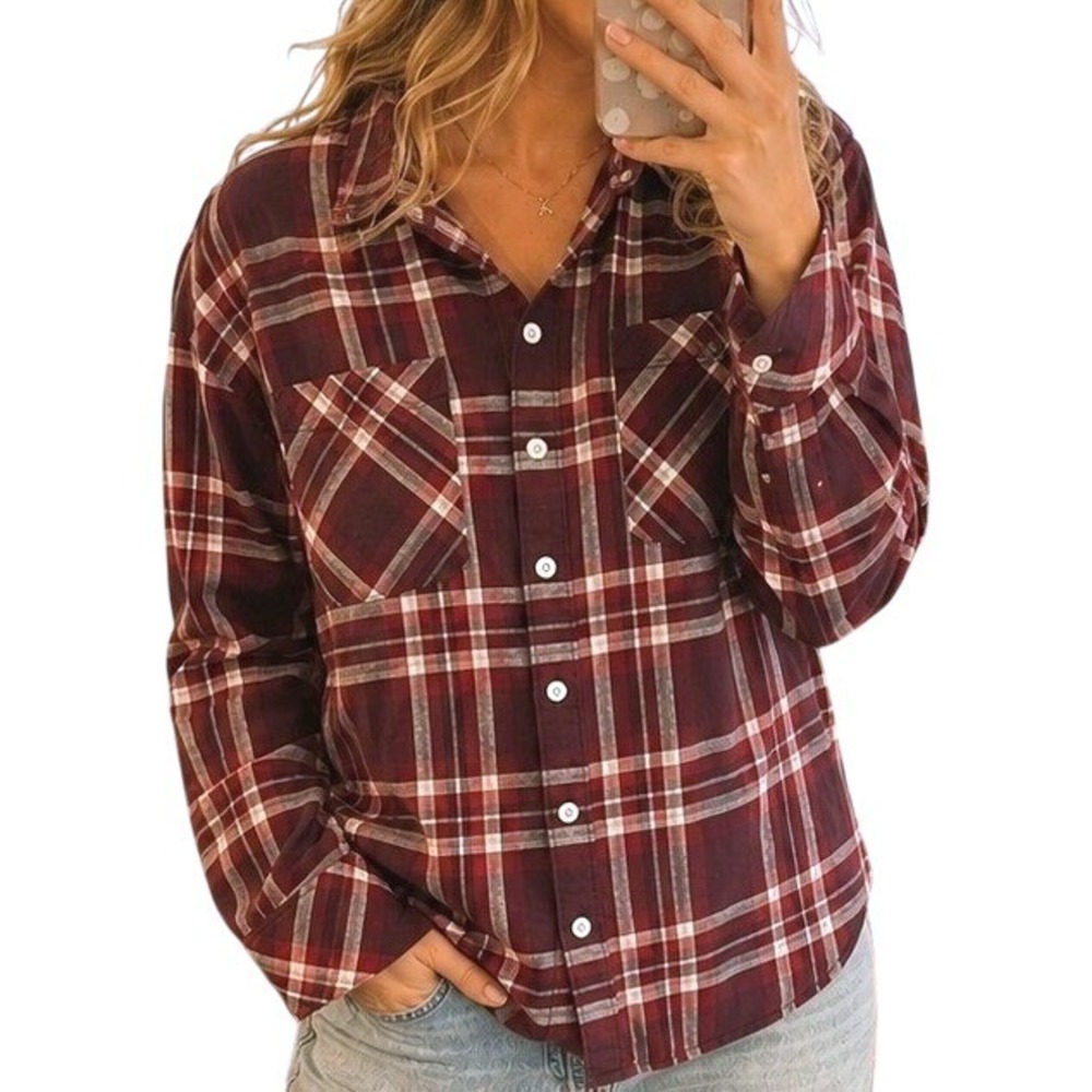 Levi's Button Down Women XL Red Plaid Boyfriend Fit Flannel Long Sleeve Shirt